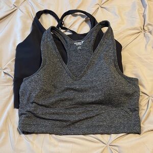 Old Navy Black Strappy Sports Bra + Gray Heather Racerback Sports Bra